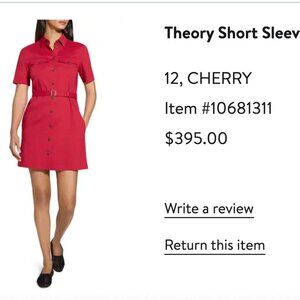 Theory Vibrant Red button down shirt dress